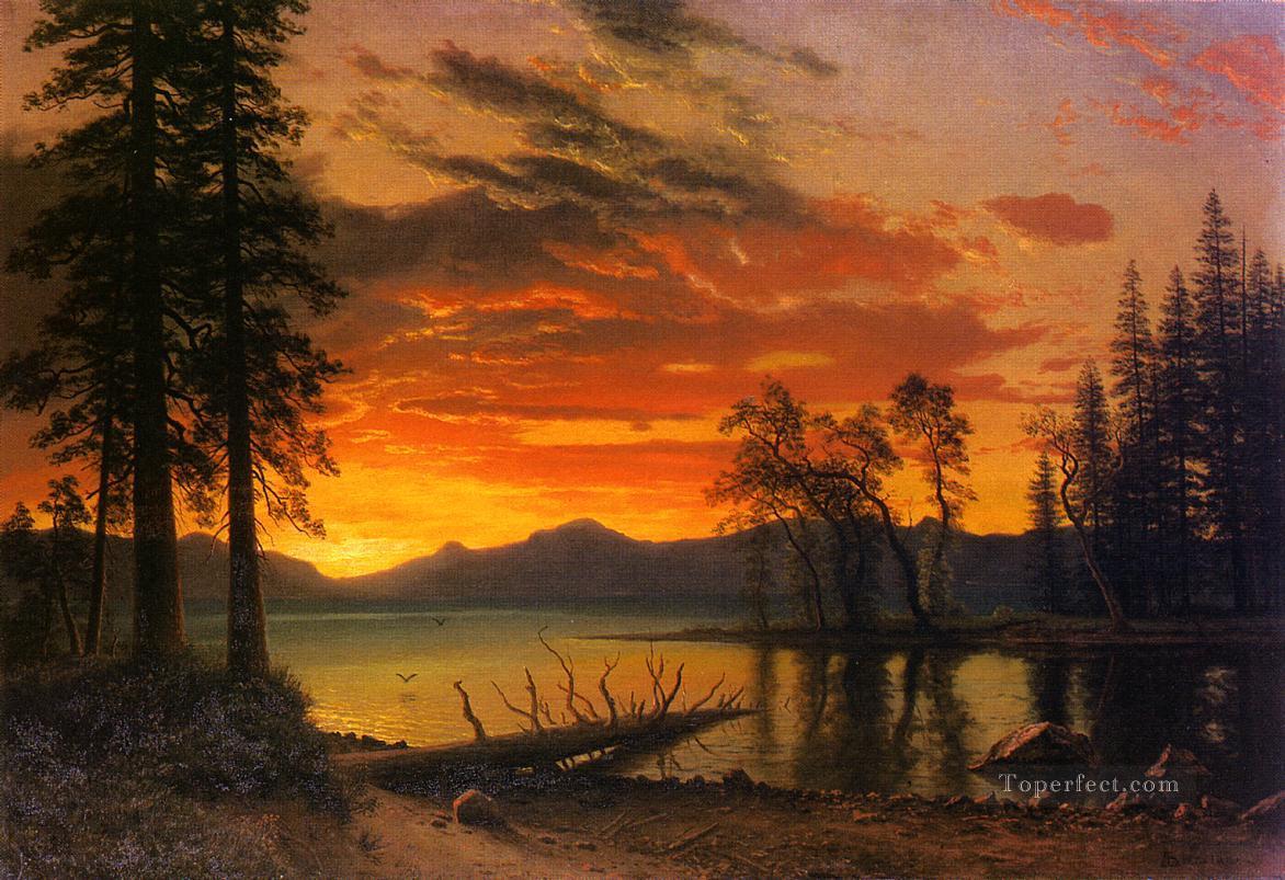 Puesta de sol sobre el río Albert Bierstadt Pintura al óleo